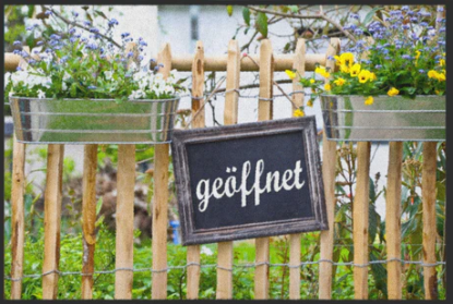 Fußmatte für Gewerbe – geöffnet-Schild